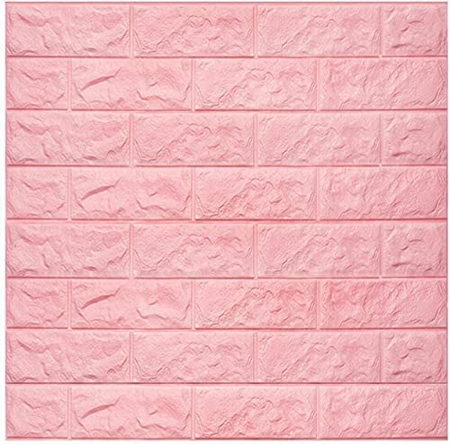 Pink 3D Brick Wallpaper PE Foam self Adhesive Brick Design Wall Stickers/DIY Wallpaper for Home Hotel Living Room Bedroom Café Decor