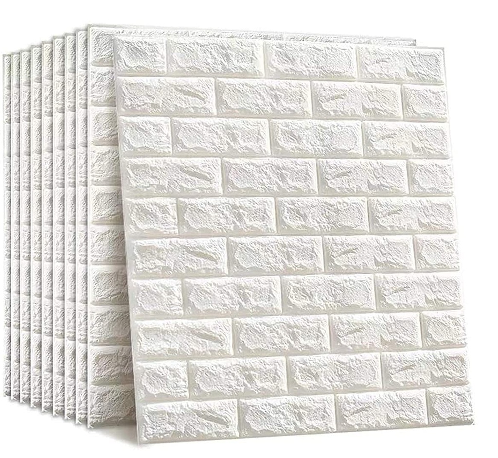 3D White Brick Wallpaper PE Foam self Adhesive Brick Design Wall Stickers/DIY Wallpaper for Home Hotel Living Room Bedroom Café Deco White
