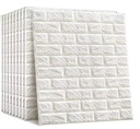 3D White Brick Wallpaper PE Foam self Adhesive Brick Design Wall Stickers/DIY Wallpaper for Home Hotel Living Room Bedroom Café Deco White