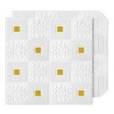 D Foam Wallpaper Wall Panels Brick Self-Adhesive Waterproof PE Foam, Ceiling Wallpaper for Bedroom Furniture, 57.5 Sq. Peel and Stick 3D Brick(White and Golden)
