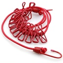 Cloth Drying Rope with Hooks, Streachable Cloth Hanging Rope for Cloth Drying with 12 Clips for Drying Clothes for Travel Portable Kapde Sukhane ki Rassi Dori Wire