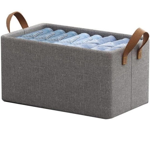 26L Multipurpose Wardrobe Organizer for Clothes with Metal Frame - Rectangle Fabric Storage Box with Handles Shelf Basket for Pants, Jeans, Sweater