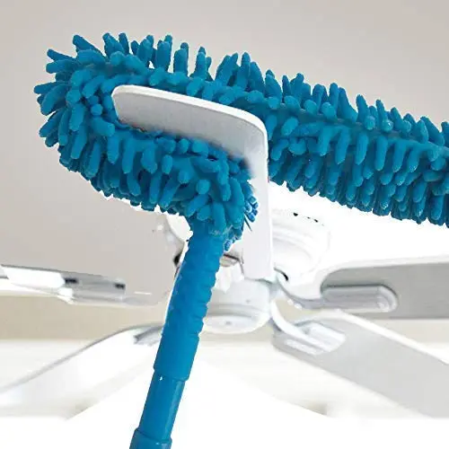 Fan Cleaner Brush with Long Rod Flexible Fan Cleaning Mop Microfiber Dust Cleaner Foldable Duster for Home Cleaning Microfiber Duster for Cleaning of Home, Kitchen, Car, Ceiling, Blue