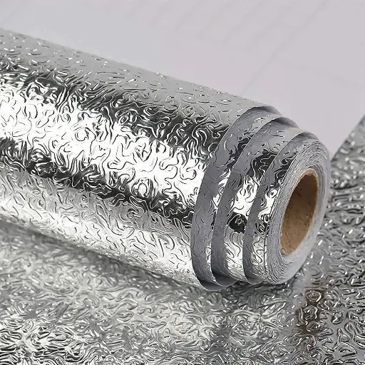 Karkari Aluminum Foil Kitchen Stickers Oil-Proof Waterproof Self Adhesive Wallpaper PVC Bathroom Wall Stickers Peel & Stick Contact Paper for Kitchen