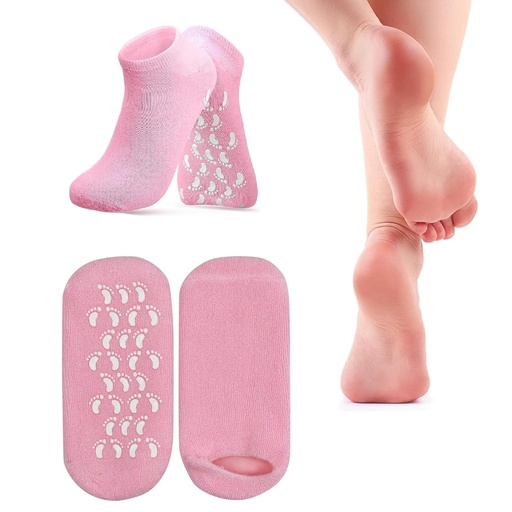 Silicone Socks for Women,Foot Moisturizer Socks,Cracked Heel Moisturizing Socks,Spa Gel Socks,Silicone Socks for Foot Care(Pink,1 Pair) (Pink)