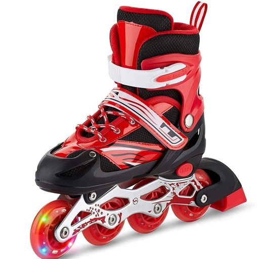4 Wheels Adjustable Inline Skates Skating Shoes for Boys Kids Girls Skating Shoe Adjustable Roller Blades Age 6 to 15 Years PU Strong Wheels Aluminum
