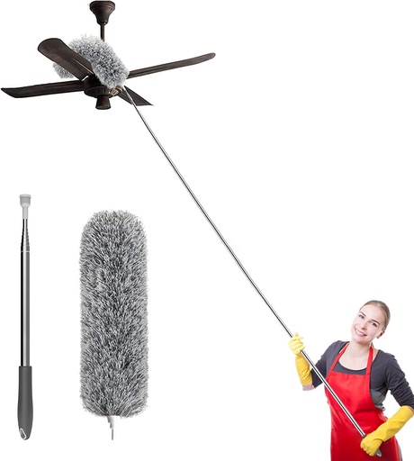 Upgraded Long Handle Microfiber Feather Ceiling Duster For Dust Cleaning Extendable Pole 30-100 Inch For Cleaning High Cobweb Stick High