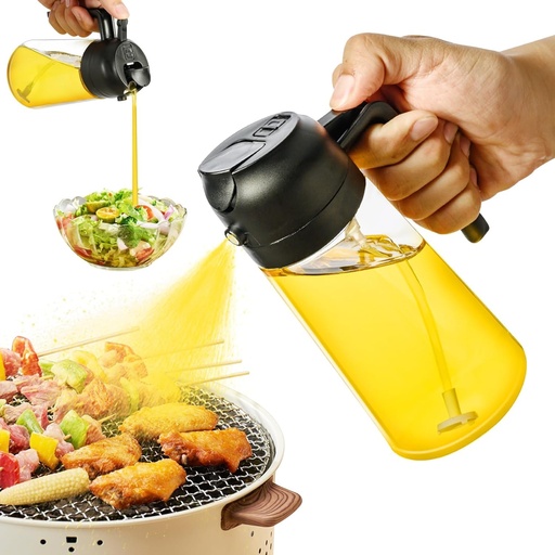 500ml 2 in 1 Olive Oil Sprayer and Oil Dispenser Bottle for Kitchen, Glass Oil Bottle with Premium Nozzle, Oil Sprayer for Air Fryer, Salad, BBQ