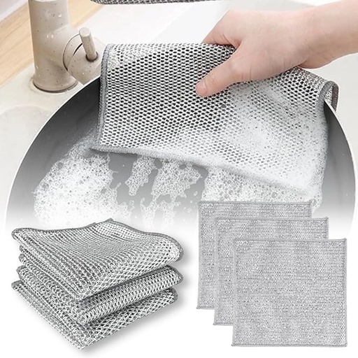 Multipurpose Wire Dishwashing Rags for Wet and Dry Stainless Steel Scrubber for Utensils Non-Scratch Wire Dishcloth for Washing Dishes